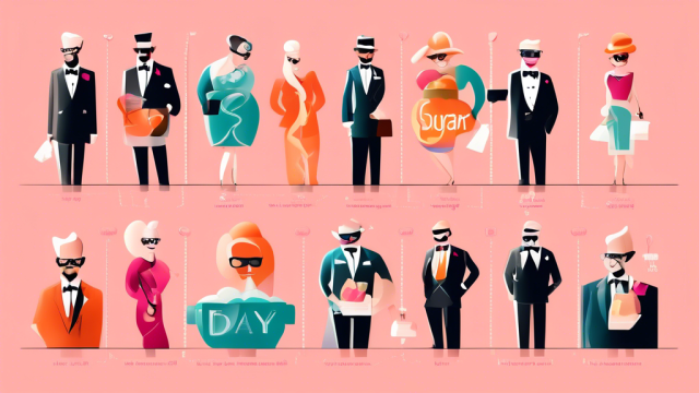 An illustrated guide chart showcasing the 7 different types of sugar daddy arrangements, each represented by a unique, symbolic icon, in a sleek, modern infographic style.